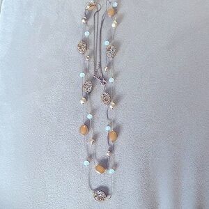 Silver/ gold accent long necklace